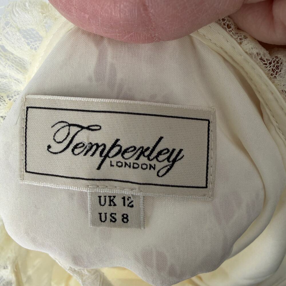 Temperley London Coco Lace Midi Dress Ivory Square Neck Womens US 8 - Picture 9 of 12